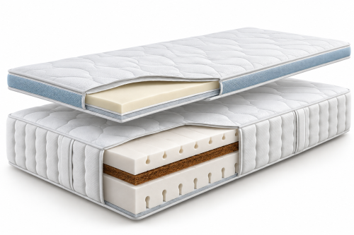 Przekrój materaca AQUA TWIN PREMIUM HR40 kokos topper VISCO