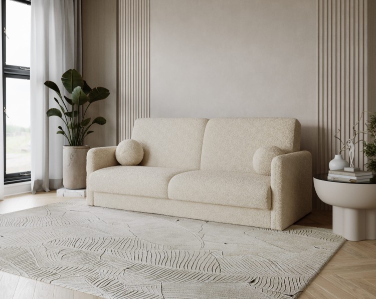 Sofa z podłokietnikami tkanina bukla Quell wymiary 214 cm